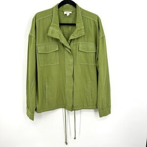 STYLE & CO. Army Green Hidden Button Up Waist Cinch Boxy Utility Jacket Size XL